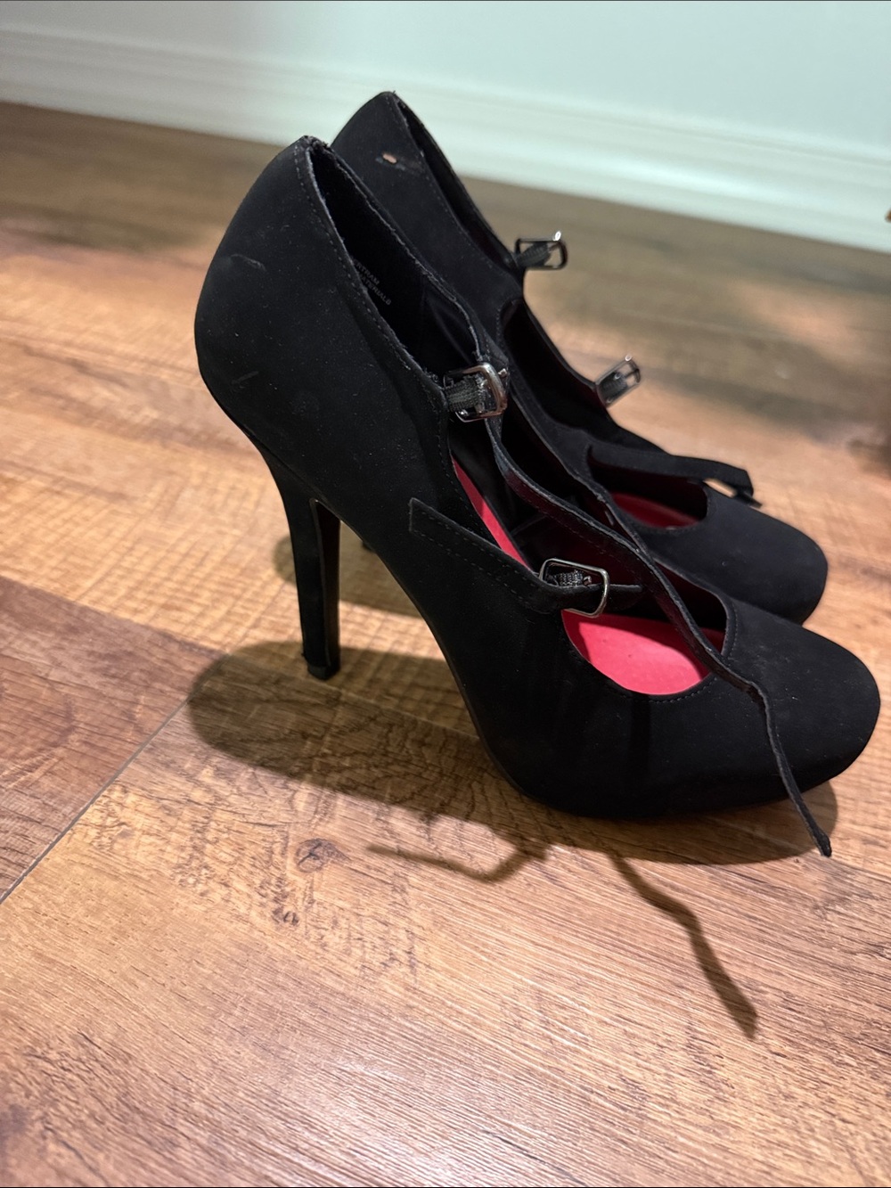 Celine Black Suede Mary Jane Heels with Red Insole - Picture 2 of 2